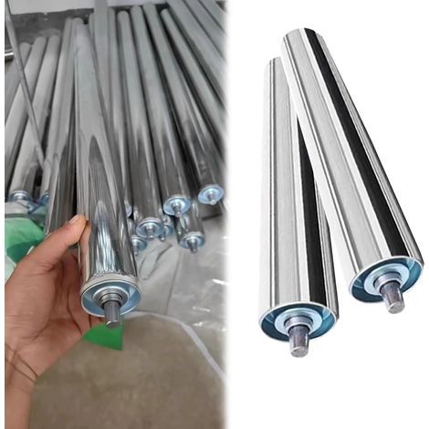 Rouleau Rouleaux porteurs Acier Rouleaux de convoyeur industriels-Paquet de 2, 1,5" de diamètre, pour Les usines Tondeuse Chat/Chien clôture(Dia 25MM/1 inch,L 300MM(11.8in))