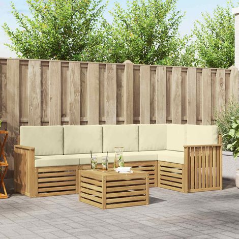 vidaXL Outdoor-Sofagarnitur 6 pcs Weiß und Creme 59 x 59 x 37 cm (1/5)
