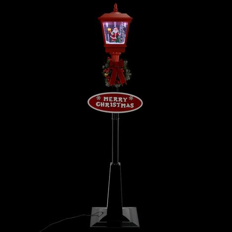 Lampadaire de Noël LED 180 cm avec Père Noël Chute de Neige et Musique Noir et Rouge - PANGIVO (1/5)