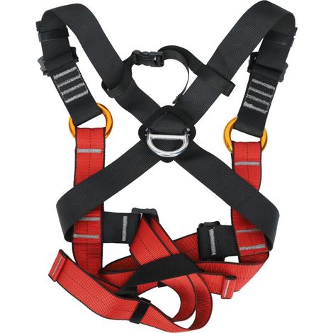 Harnais d'escalade complet pour enfants en polyester noir et rouge, ceinture de sécurité pour activités extérieures - Taille L (10-14 ans) (1/3)
