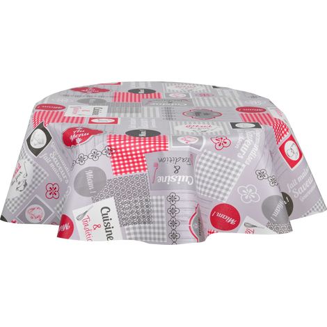 Nappe en toile cirée ronde grand format motif cuisine MIAM