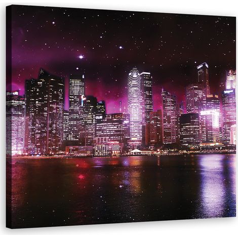 Tableau sur toile Lumières roses de la ville 60x60 (1/5)