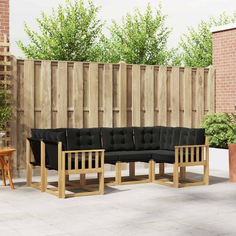 vidaXL Outdoor-Sofagarnitur mit Kissen 6 pcs Weiß und Schwarz (1/5)