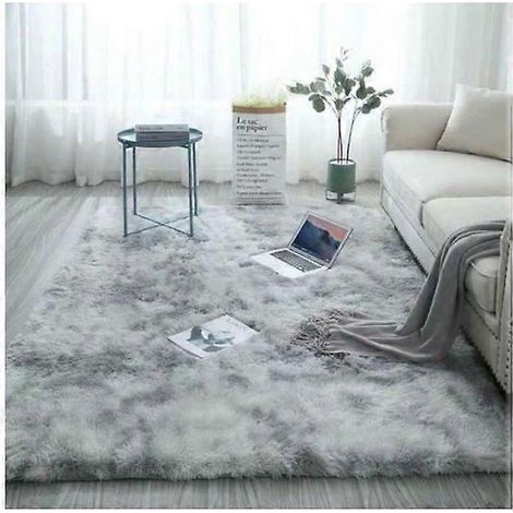 Tapis de salon shaggy 160 x 230 cm gris peluche (1/4)