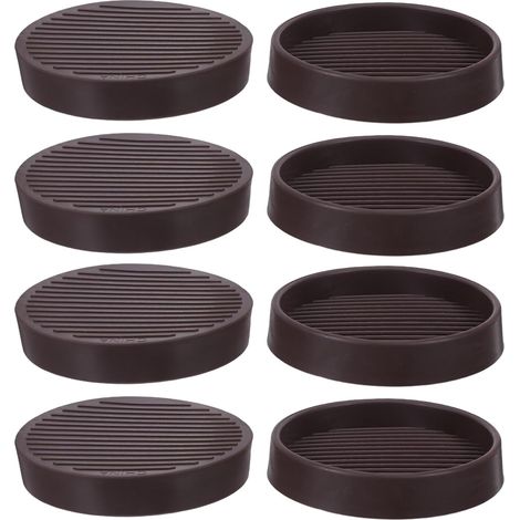 Lot de 8 Coupelles Rondes en Caoutchouc Couleur Café Antidérapantes pour Pieds de Meubles et roulettes, Protection de Sol pour Maisons Garçon et Filles ou Animaux (1/5)