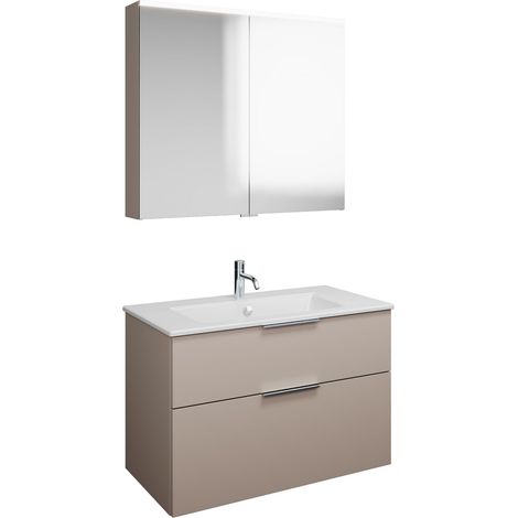 Set burgbad Eqio, composé d'une armoire de toilette, d'un lavabo (1/2)