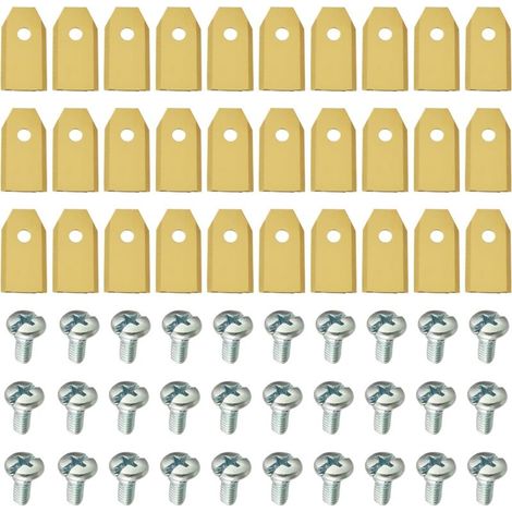 Confezione da 30 lame per robot tagliaerba, lame di ricambio universali, 35×18×0,6 mm, oro (1/4)
