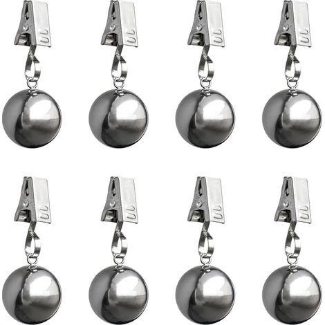 HillSpring Paquete de 8 pesas de acero inoxidable para manteles - Clips resistentes al viento para manteles, mantas de picnic y cortinas - Ideales para fiestas en el jardín, camping, balcón y reunione (1/5)