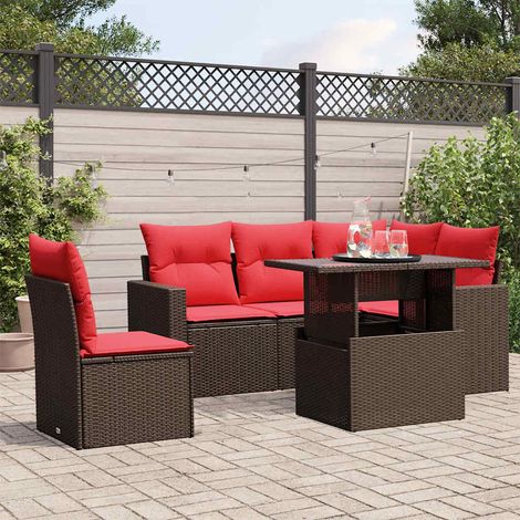 vidaXL Set Divani da Giardino 6 pz con Cuscini Marrone in (1/5)