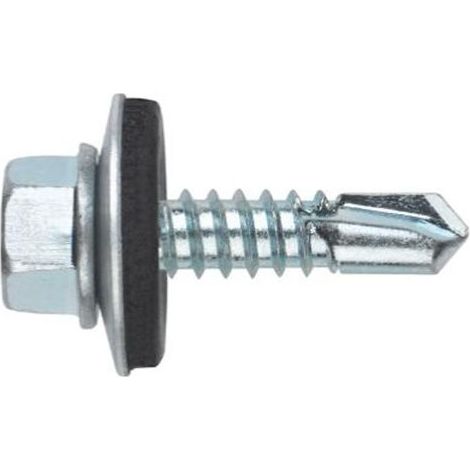 10 Vis à percer avec rondelle, acier EPDM, hexagonale DIN 7504 K, 5,5x32 mm, fixation toiture (1/2)