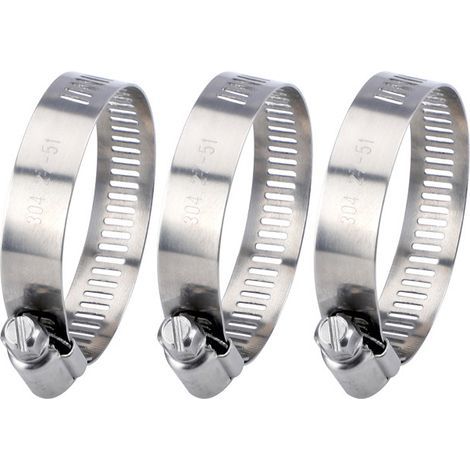 Pieces, Adjustable Hose Clamp 27-51 mm, 304 Stainless Steel, Metal Hose Clamp, for Home Gas, Family Water Hose, Cable, Tap, etc. (1/5)