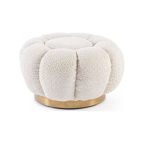 Hellin – Pouf en tissu bouclé D65 – Structure contreplaqué – Revêtement polyester effet boucle – Dimensions L 65 x l 65 x H 35 cm (1/6)