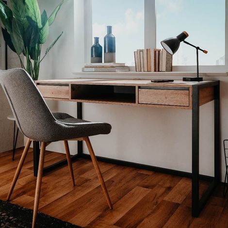 Scrivania 120x75H cm colore quercia e antracite - Denver 30 (1/10)