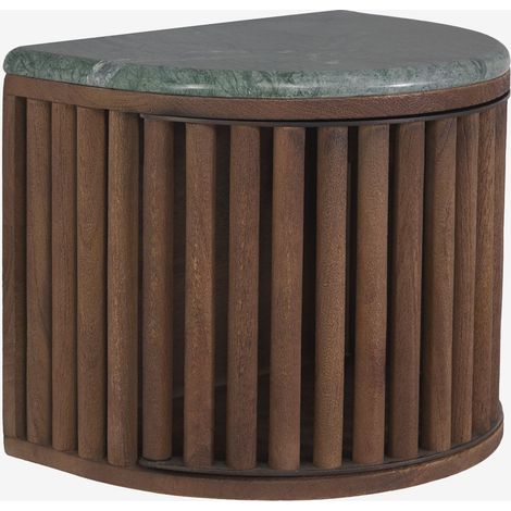 Table de chevet flottante 40x30 cm en bois de manguier et pierre naturelle Talix SKLUM Bois de manguier foncé - Marbre vert d'Udaipur (1/5)