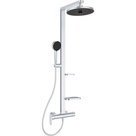 Ideal Standard ALU+ - Duschset mit Armatur, Durchmesser 26 cm, 2 Strahlarten, Silber BD584SI