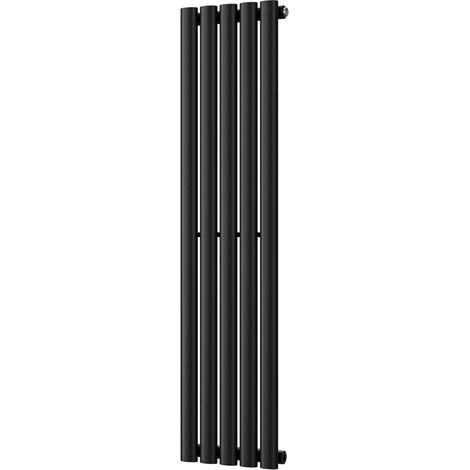 Omeara - Black Vertical Radiator H1200mm x W290mm Single Panel