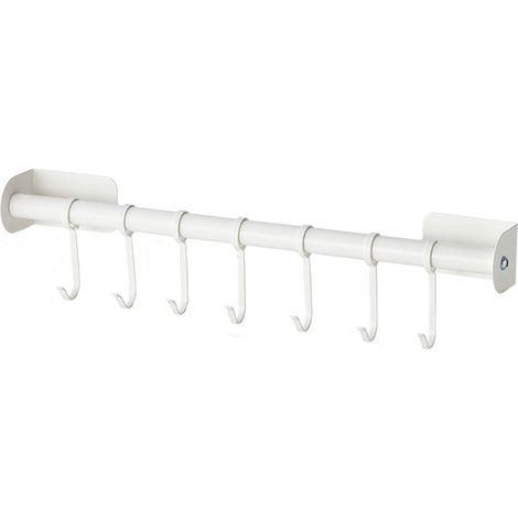 Barre de cuisine murale de 40 cm avec crochets coulissants pour suspendre les ustensiles de cuisine. Fixation sans perçage. Idéale pour organiser votre cuisine. (1/5)