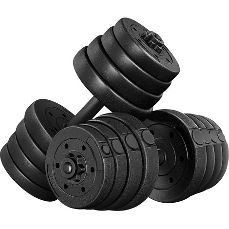 Yaheetech – Haltères réglables 30kg – 16 plaques de poids – Poignée antidérapante – Idéal pour entraînement musculaire à domicile