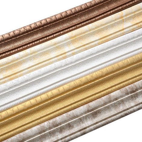 Moulure Murale Auto-Adhésive - Bordure de Plinthe 3D pour Décoration Intérieure - 8 cm x 235 cm - XPE