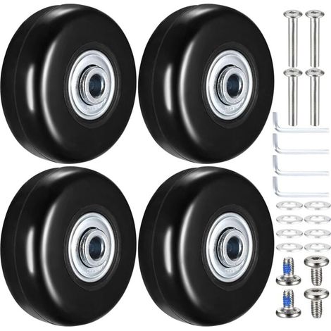 Pack Replacement Suitcase Wheels, Replacement Suitcase Wheels, 50 x 18mm Luggage Replacement Wheels, Rubber Replacement Wheels for Trolley Suitcase MUMU (1/4)