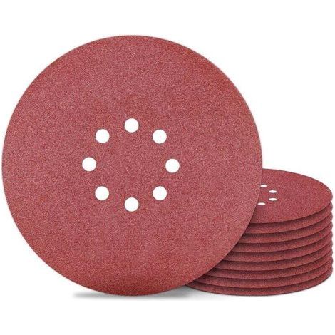 225 mm Schleifscheibe, 8-Loch-Schleifpapier, Körnung 120, für Wandschleifer, 10er-Packung. (1/5)