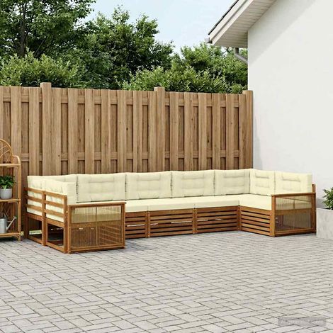 vidaXL Outdoor-Sofagarnitur mit Kissen 7 pcs Natur und Creme (1/5)