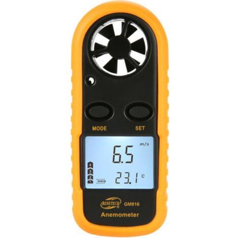 Anémomètre numérique GM816, jauge de vitesse du vent, compteur LCD, débit d'air portatif, thermomètre (1/4)