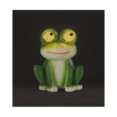 Figurine de jardin solaire grenouille LED, avec des yeux lumineux, 11,8 cm x 13,5 cm (1/5)