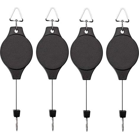 Soportes retráctiles para plantas con sistema de poleas - Hasta 10 kg - Jardineras colgantes y comederos para pájaros - 4 unidades (1/5)