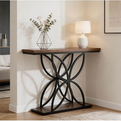 Mesa consola industrial con base metálica MDF OKMYHOME (1/5)