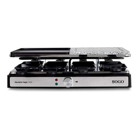 Raclette Grill 3 en 1 Sogo BARSS10387 RACLETTE MAGIC 1400Piedra Natural y Parrilla