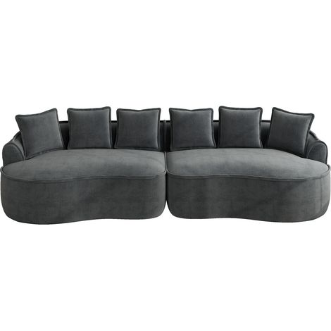 Canapé modulable 4 places en tissu chenille gris, sans cadre, assises profondes avec coussins inclus (1/5)