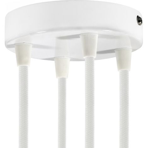 creative cables - Kit rosone cilindrico in Metallo a 4 Fori - Conico, Bianco Lucido (1/5)