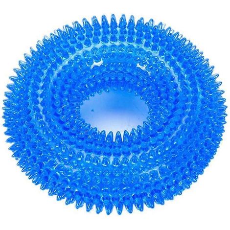 Quietschendes Hundespielzeug in Form eines stacheligen Donuts, robustes Kauspielzeug für Hunde mit starkem Kaubedürfnis, mit eingebautem Quietscher.