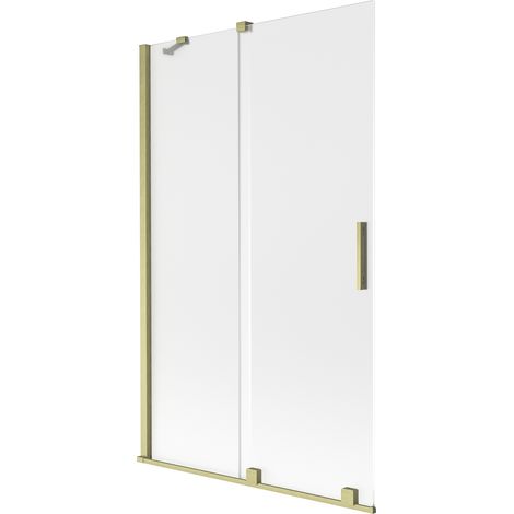 Mexen Velar Duschabtrennung 2-flügelig verschiebbar 110 x 150 cm, matt, gebürstetes Gold - 896-110-000-31-55 (1/2)