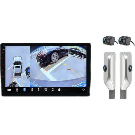 Radio para coche, soporte con visión de 360 grados, compatibilidad con dos smartphones, V9 Plus de 10 pulgadas (8 GB 256 GB) + cámara de 360° (blanco) (1/2)