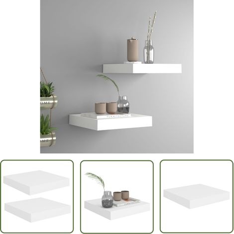 The Living Store Schweberegale 2 Stk. Weiß 23x23,5x3,8 cm MDF - Schweberegale - Wandregale - Regalset - Weißes Regal - Modernes Regal (1/5)