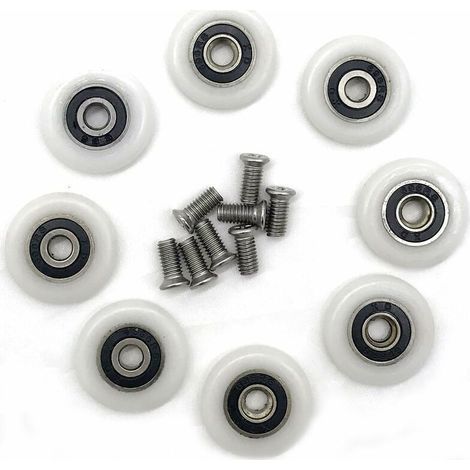 Lot de 8 Roues de Remplacement pour Porte de Douche – Diamètre 23 mm, Compatible avec Rails Standard, Facile à Installer (1/5)