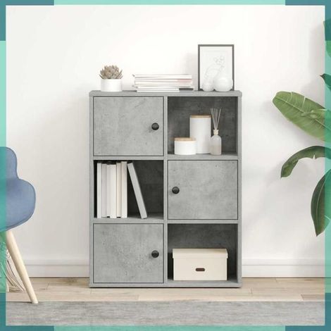 860385 Bibliothèque gris béton 60x24x76,5 cm bois d'ingénierie (1/5)