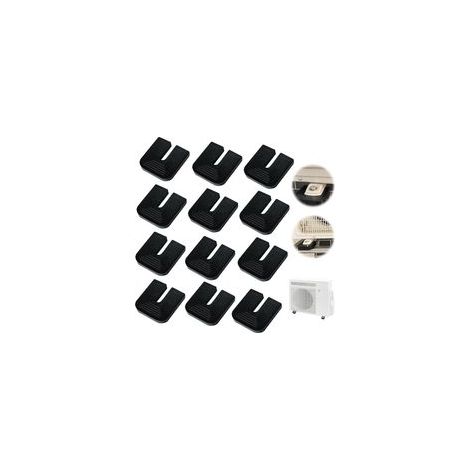 12 Pièces Amortisseurs de Vibrations en Caoutchouc de Climatiseurs, U-forme Coussin De Choc Pour Climatisation Pieds Anti-vibrations Support pour Condenseur de Climatiseur Split Extérieur, Noir