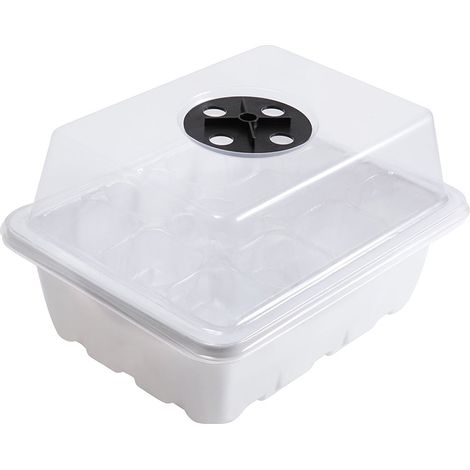 Bac à Semis - 12 Alvéoles - Dôme d'Humidité Inclus - Dimensions 18 x 14 x 5 cm - Plastique - Pour Culture Intérieure et Balcon - 1 Pièce (1/5)