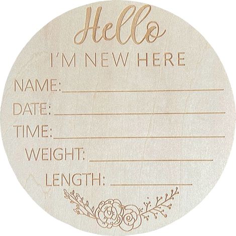 5.9in panneau rond en bois de tilleul pour annonce bébé "Hello World" décoration chambre enfant L8 (1/5)