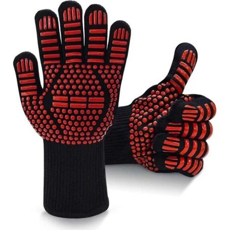 Guanti da barbecue, resistenti al calore (1472 °F), guanti da forno antiscivolo in silicone per uomini e donne, guanti da cucina con dita per cucinare e grigliare