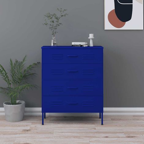 vidaXL Cassettiera Blu Marino 80x35x101,5 cm in Acciaio (1/5)