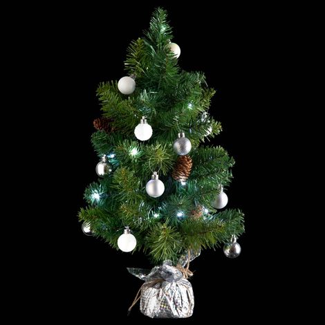 Abete h.50cm con decorazioni e ghirlanda luminosa a 20 led in rame, in confezione pallet coordinata - Atmosphera créateur d'intérieur