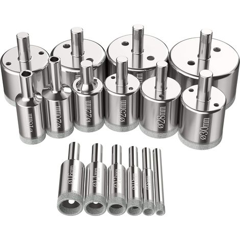 Scies-cloches 16 pcs, Foret Diamant Scie Cloche 6-50 mm Outils de perçage en verre trous scies kit pour acier au carbone, perceuse en verre, céramique, porcelaine, carrelage, marbre (1/5)