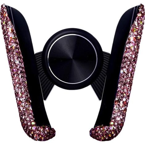 Support téléphone pour voiture avec strass clignotants, fixation sur ventilation, rotation 360°, compatible avec tous les smartphones (1/5)