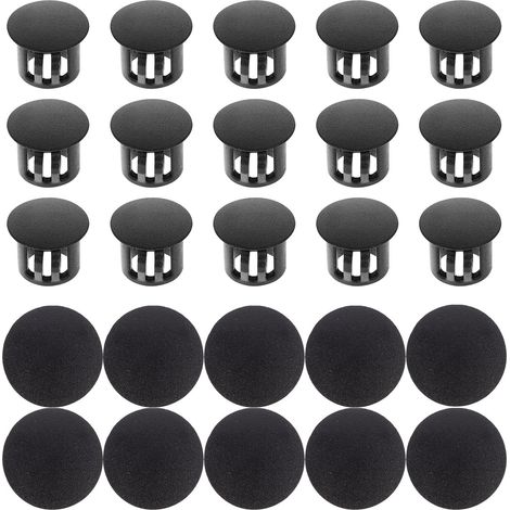 Bouchons décoratifs en plastique noir trous de meubles 10 mm lot 100 (1/5)