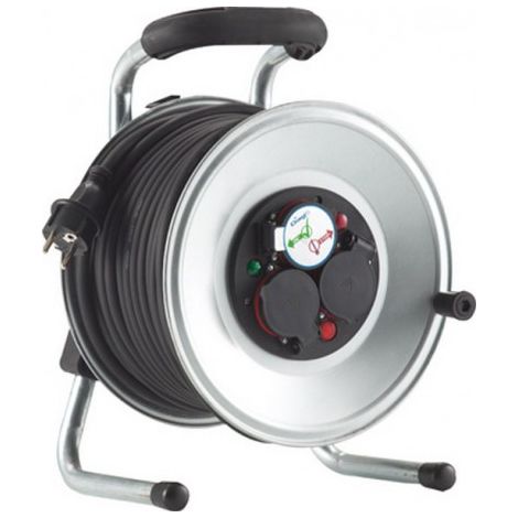 Enrouleur de câble, tôle d'acier, IP 44, néoprène, Long. de câble de 40 m, Type de câble : H07 RN-F 3G1,5 (1/2)