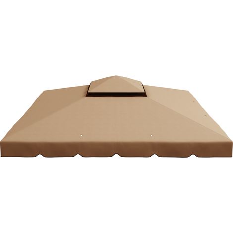 Toiture de remplacement pour tonnelle 3x3 m, bâche double avec 8 trous de drainage, kaki (1/5)